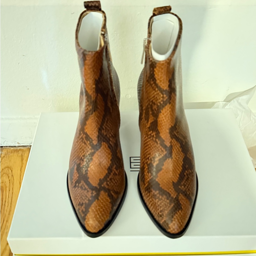 Elegant Brown Snake Print Ankle Booties